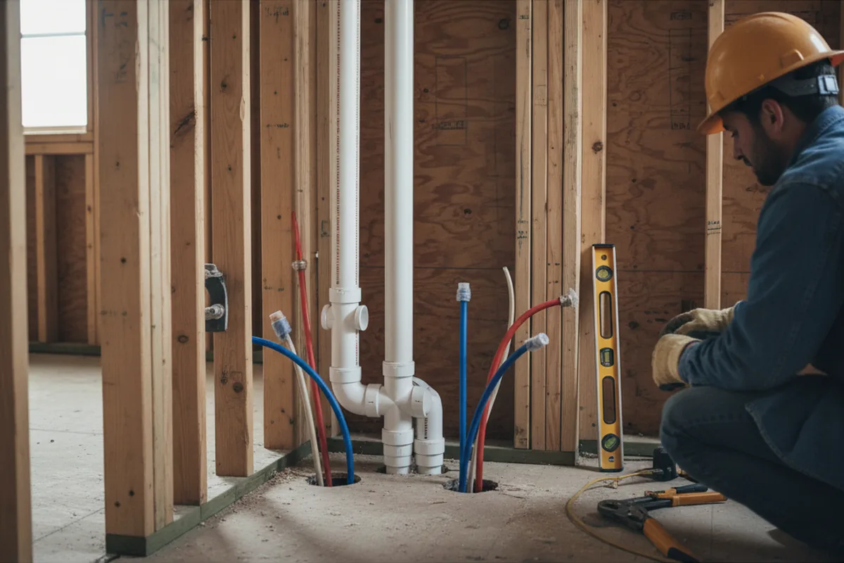 Drain and supply rough-in during Toilet Repair and Installation in Rock City Falls